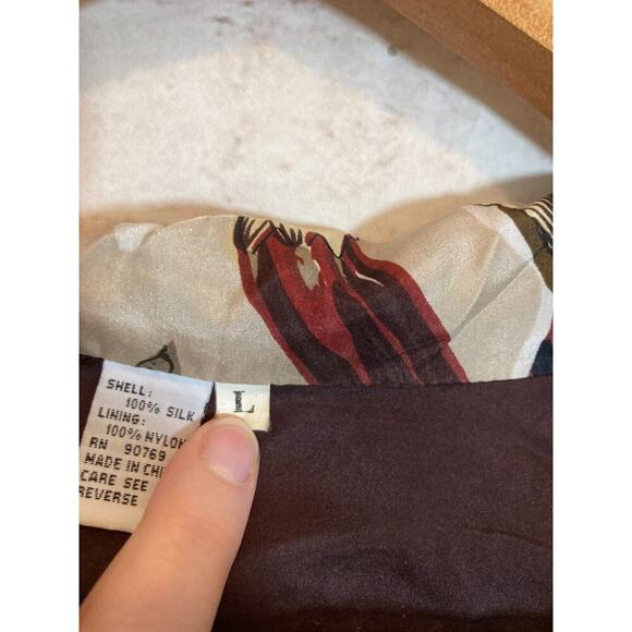 Vintage Coaco Silk Jacket Womens Large Equestrian Full Front Zip Bomber Puffy - Picture 11 of 13